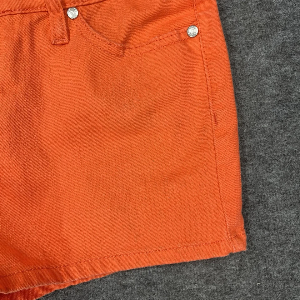 "Pantalones Cortos Y2K No Boundaries Juniors Talla 3 Naranja Denim Tiro Bajo 2.5"" Entrepierna" Foto 3 de 4
