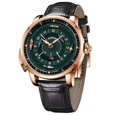  USA PINDU Men's Mechanical Watch Horse Racing Green Dial Sapphire Glass P6652
