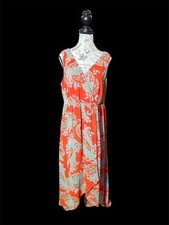 Vibrant Orange Paisley Maxi Dress, Women’s Large, Kut From The Cloth.