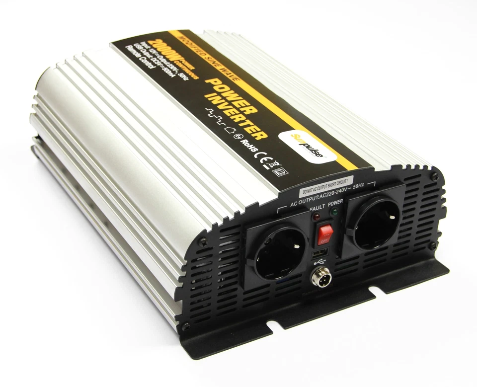 SOLARTRONICS Wechselrichter 2000 Watt 12V zu 230V Mod. Sinus Spannungswandler NS USB 0% MwSt