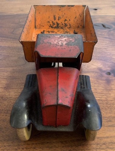 Vintage Wyandotte 1930's Pressed Steel 10" Dump Truck Wood Wheels All Original - Picture 3 of 9