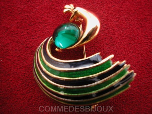 Broche pon en cristl et or doré, neuve, jmis portée, nnées 1990 En