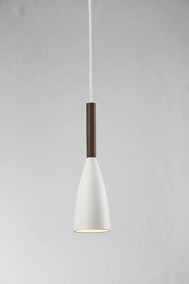 Designer Nordlux Pendelleuchte Pure weiß metall Wallnussholz Pendel E27 max. 40W - Bild 2 von 3