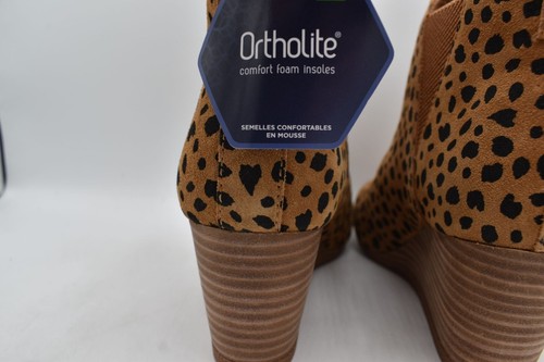 Toms Womens Size 7.5 Kelsey Brown Animal Print Suede Wedge Chelsea Booties Boots - Picture 6 of 13