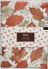Printed Fabric Linen Tablecloth 60"x104" OBLONG (8-10 people) FALL LEAVES, HL