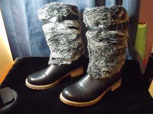 Botas De Piel Vintage Vestido granero estilo esquimal negro cuero tamaño  8.5 tire de nuevo | eBay