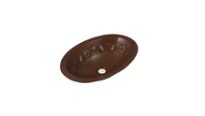 17" Oval Copper Bathroom Sink - Floral by SoLuna, Cafe Natural Flat Rim