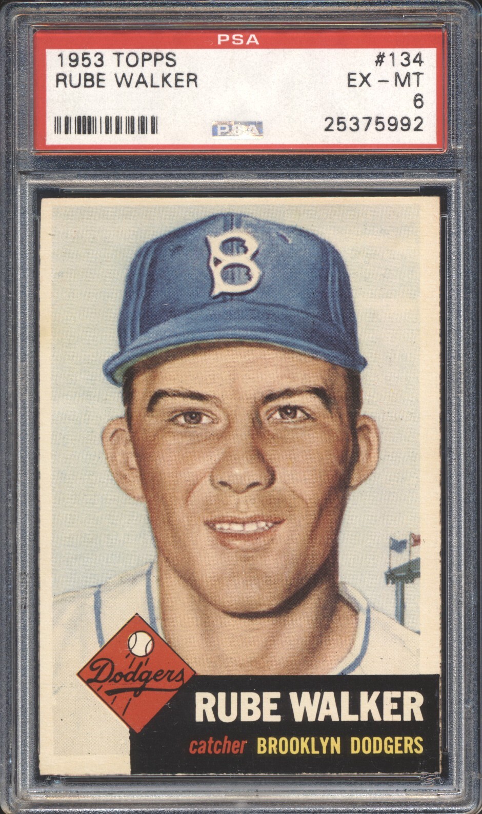 1953 Topps Baseball Rube Walker SP #134 PSA 6 DODGERS EX-MT