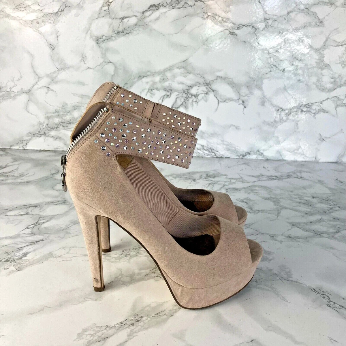 Suede peep deals toe sandals