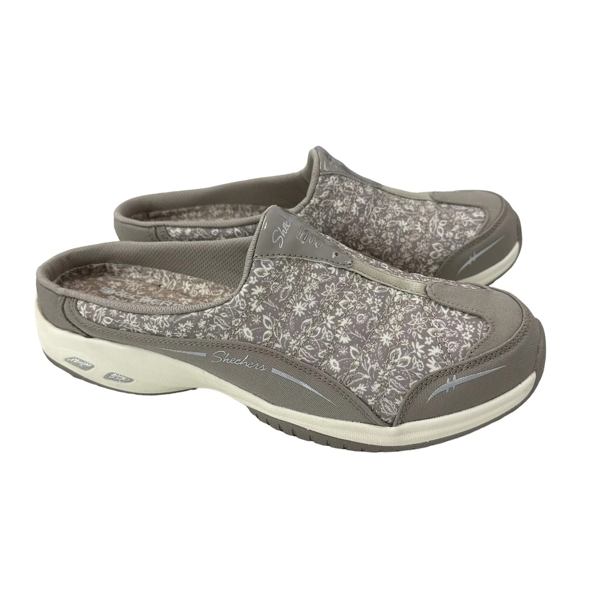 Skechers Relaxed Fit Commute Time City Bloom Mule Clogs Taupe Size