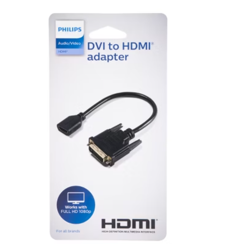 Philips DVI to HDMI Pigtail Adapter Audio Video HD 1080P Black SWV9200H/27 - Picture 2 of 5