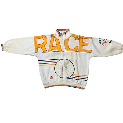 VTG 70s 80s Adidas Cycle Team Quarter Zip Sweatshirt Sz S (See