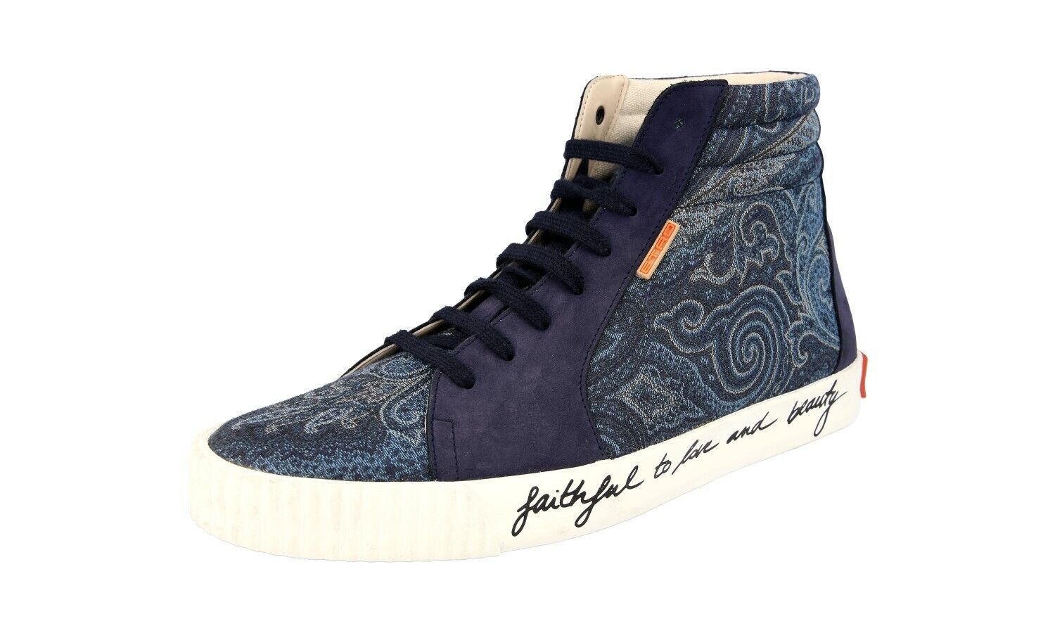 AUTH ETRO HIGH-TOP SNEAKERS SHOES 121403 603 0200 BLUE SUEDE US 11 EU 44  44,5