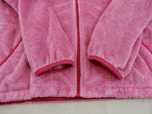 THE NORTH FACE OSO HOODIE Girls XL 18 Pink Two Tone Fuzzy Zip Hood Winter Jacket - Picture 5 of 7