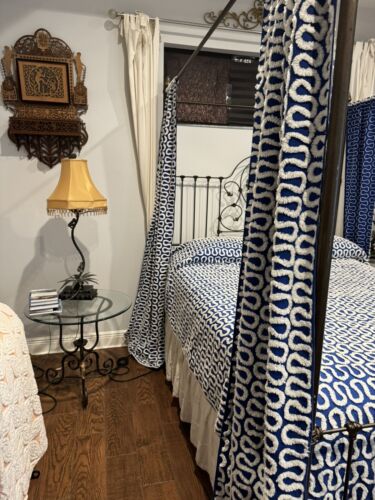 Hofmann by Fruit of the Loom Cobalt 101 x 88 CHENILLE + (4) 25x81 BED-CURTAINS - Picture 8 of 15