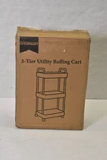 Vtopmart 3 Tier Rolling Cart w Wheels Detachable Utility Storage Black w Handle