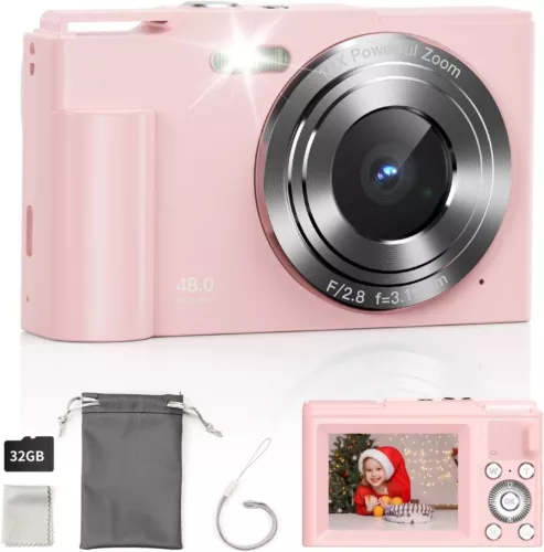 Digital Camera, FHD 1080P Kids Digital Point and Shoot Camera with 16X Digital Z