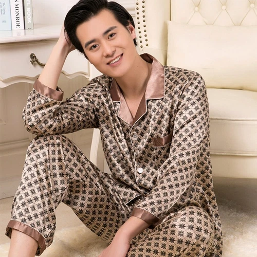 Luxus Herren Seide Satin Pyjama Set Weich Pyjama Langarm Nachtwäsche Loungewear - Bild 40 von 74
