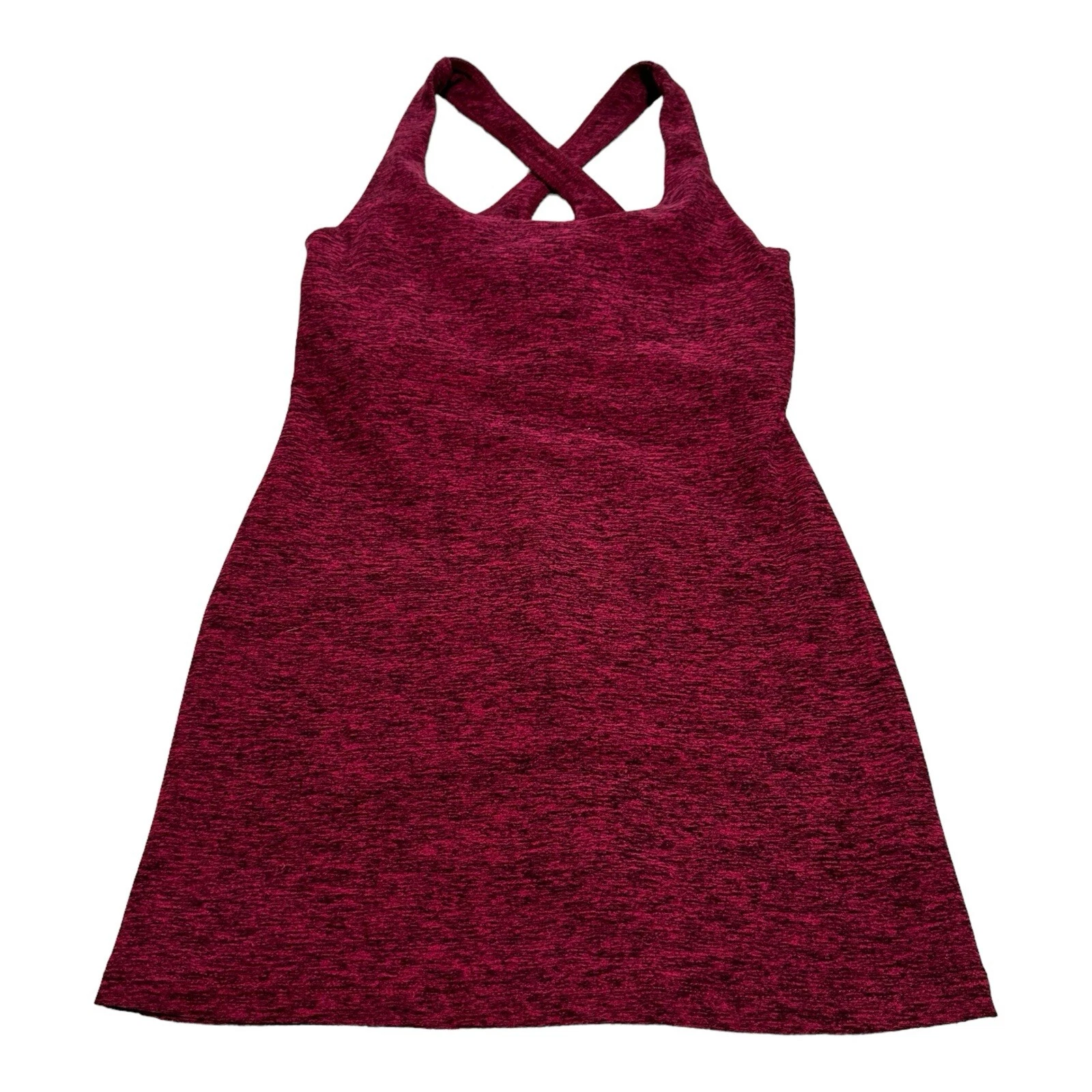 beyond-yoga strappy cross back heathered soft stretchy tank-top