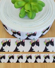 7/8 or 1.5" 1 YD Cat Grosgrain Ribbon Animal Feline Kitty Hair Bow Cat Collar