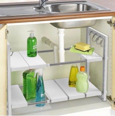 SMONTER Erweiterbar Unter Waschbecken Organizer 2 Ebenen Verstellbar Regal Organizer 