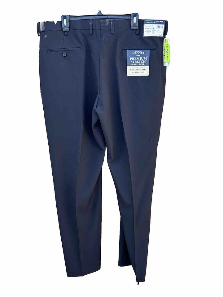Haggar H26 Men's Premium Stretch Classic Fit Dress Pants Black 40x30
