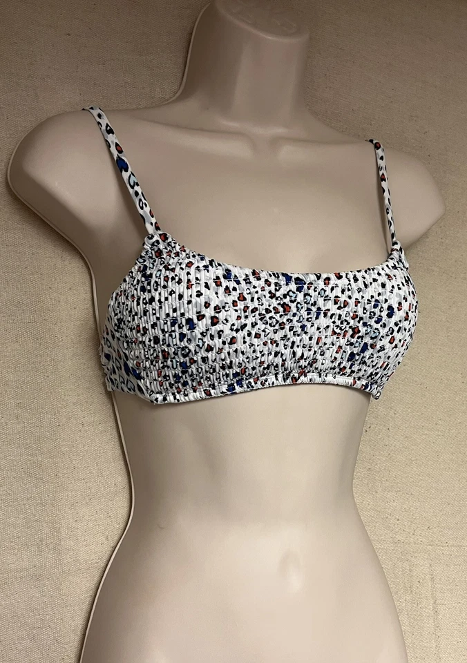 Nuevo sin etiquetas Top de Bikini Bralette Bralette Manchas Coloridas en Blanco Talla Regular Pequeña Hilaración Foto 2 de 4