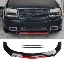 For Chevy Trailblazer SS Gloss Black+Red Front Bumper Lip Splitter + Strut Rods