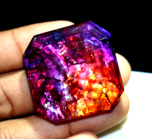 110.00Ct Natural Ammolite Radiant Opal -Like Organic Doublet Rare Loose Gemstone - 第 1/7 張圖片
