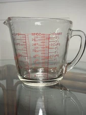 Vintage  FIRE KING Measuring ( 4 Cup ) 1 Quart Glass - Small Chips