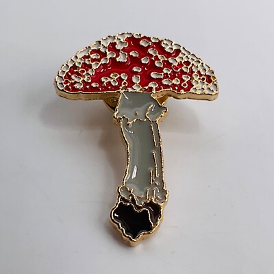 Mushroom Forest Pin Magic Nature Spring Enamel Brooch Red Jewelry Jacket Backpac