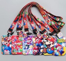 lot Super Mario mix key chain Lanyard acrylic ID Badge Holder Key Neck Strap