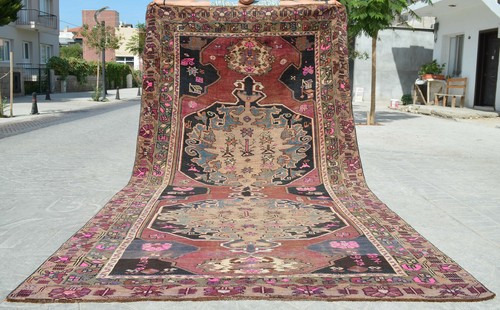 6x12 Rug Hand Knotted Area Rug Turkish Tribal Large Runner Rug actual 76″ x 147″
