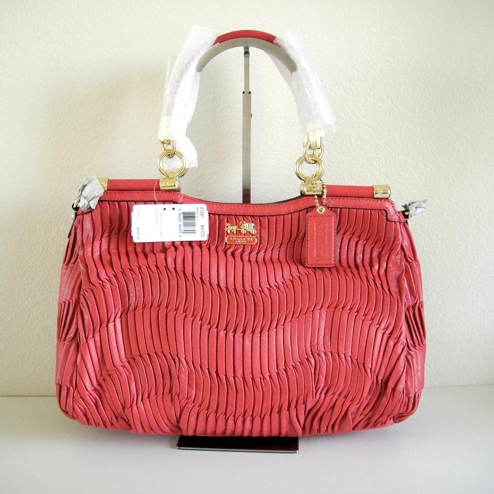 NWT Coach Madison Gathered Leather Carrie Satchel Handbag 21281