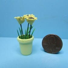 Dollhouse Miniature Beautiful Yellow Sunflowers in Yellow Pot B3306
