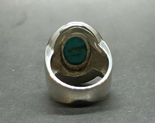 Anillo pesado natural Neshapuri Feroza plata esterlina 925 hecho a mano turquesa para hombre - Imagen 12 de 12