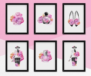 Fashion Art Prints Dior Perfume Floral Bottle Pink Print Wall Art Beauty Decor Ebay