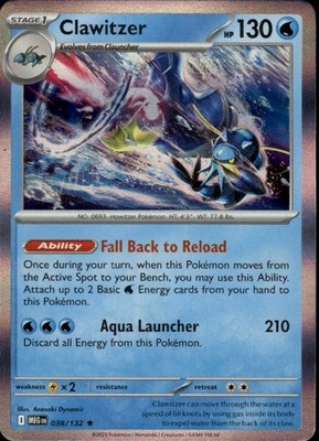CLAWITZER 038/132 MEGA EVOLUTION R POKEMON HOLO NM/M