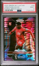 2022 PANINI PRIZM WORLD CUP QATAR #49 JONATHAN DAVID PURPLE BREAKAWAY /35 PSA 9