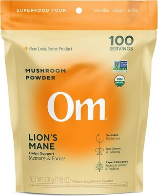 Om Lion s Mane Mushroom Powder - Organic Mushroom Supplement and Nootropic ...