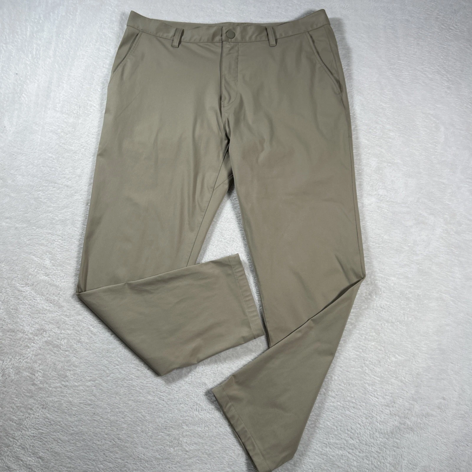 Rhone Pants Mens 36x28 Beige Commuter Slim Trousers Golf Casual 5 Pocket