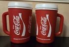 Vintage 1996 Aladdin Coca-Cola Red Travel Mug with Handle Set of 2