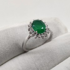 Handmade Green Onyx Silver Ring Statement Rin...