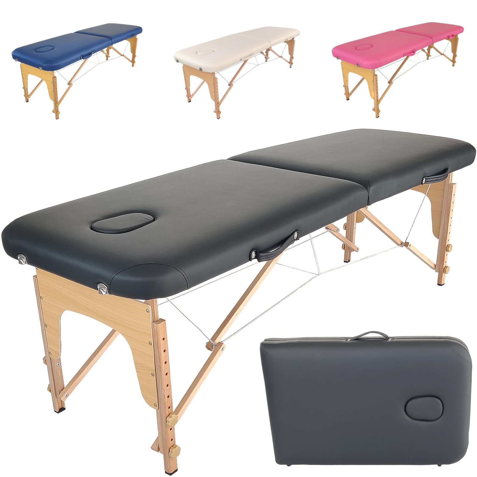 Beltom® Lettino da Massaggio 2 Zone in Legno 185X60 CM Portatile PESA Solo 11,6