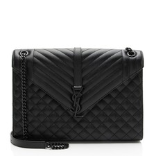 Saint Laurent Mixed Matelasse Grain de Poudre Monogram Large Shoulder Bag