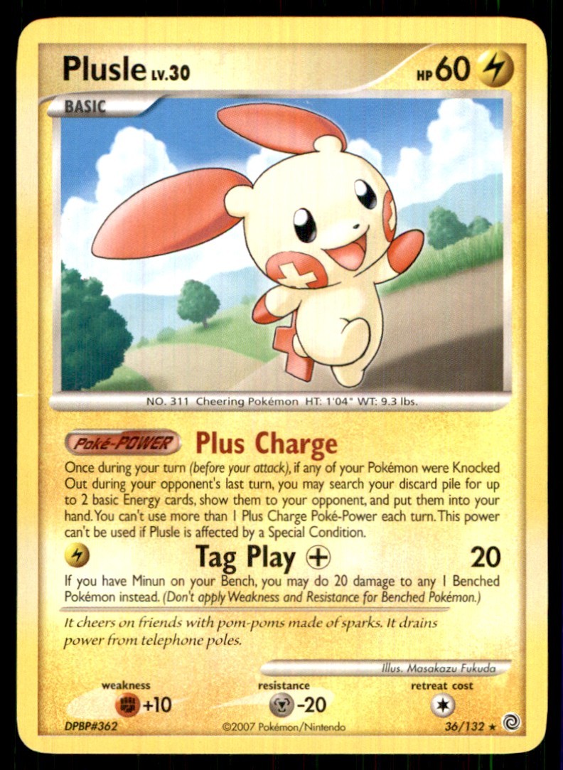 2007 Diamond & Pearl - Secret Wonders Plusle Basic/Rare #36
