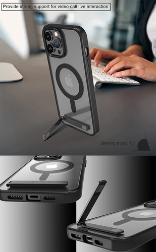 Magsafe Magnetic Phone Case with Stand for iPhone 16 15 14 13 12 11 Plus Pro Max - Photo 8 sur 10