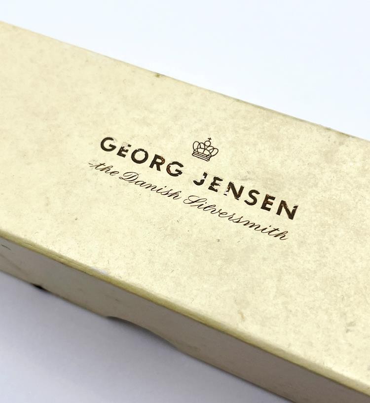 GEORG JENSEN SILVER SPOON BOXED LONDON IMPORT 1971 MODERNIST