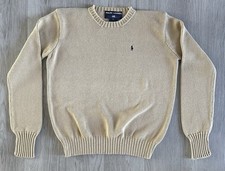 VTG Polo Sport Ralph Lauren Cotton Knit Sweater S Beige Crewneck Pullover USA