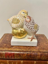 Herend Pair of Chicks with Golden Egg Figurine